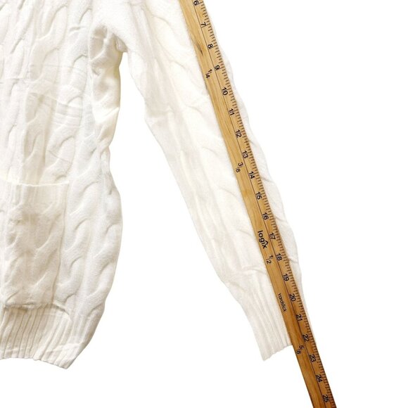 Cable Knit Button-Up Cardigan Sweater Pockets Womens Size 16W Neyook Soft White - Picture 6 of 13